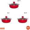 image:imageIMUSA 69 Qt Large Red Aluminum Dutch Oven Caldero with Black Ceramic Nonstick amp Glass Lid  Big Rice Stew Cooking Pot for Soups Beans Braising amp Traditional Hispanic Recipes32 Qt