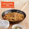 image:imageIMUSA USA Inch Red PAN10046 12 Nonstick Carbon Steel Wok HandleLight Wood