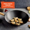 image:imageIMUSA USA Inch Red PAN10046 12 Nonstick Carbon Steel Wok HandleLight Wood