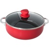 image:imageIMUSA 69 Qt Large Red Aluminum Dutch Oven Caldero with Black Ceramic Nonstick amp Glass Lid  Big Rice Stew Cooking Pot for Soups Beans Braising amp Traditional Hispanic Recipes32 Qt