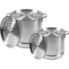 image:imageIMUSA Aluminum Steamer Dual Piece Set 28Qt and 10Qt Silver28 Qt and 10 Qt