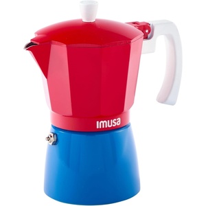 image:imageIMUSA 6 Cup Caribbean Cast Aluminum Stovetop Coffee MakerRed