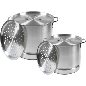 image:imageIMUSA Aluminum Steamer Dual Piece Set 28Qt and 10Qt Silver28 Qt and 10 Qt