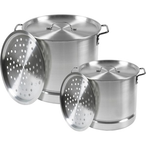 image:imageIMUSA Aluminum Steamer Dual Piece Set 28Qt and 10Qt Silver32 Qt and 10 Qt