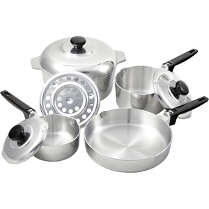 image:imageIMUSA USA Heavy Duty 8Piece Cast Aluminum Cajun Cookware Set Silver8 Piece