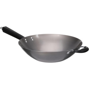 image:imageIMUSA USA Inch Red PAN10046 12 Nonstick Carbon Steel Wok HandleSilver