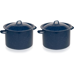 image:imageIMUSA USA C206661062810W Speckled Enamel Stock Pot with Lid 4 Quart Blue4 Quarts Pack of 2
