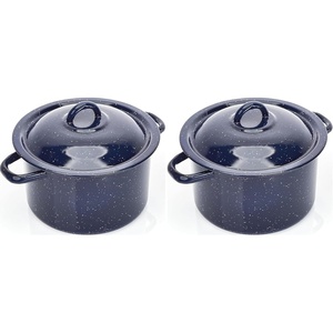 image:imageIMUSA USA C206661062810W Speckled Enamel Stock Pot with Lid 4 Quart Blue6 Quarts Pack of 2
