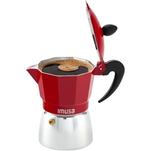image:imageImusa 3 Cup Stovetop Espresso Maker with Heart Shaped Knob SilverRed